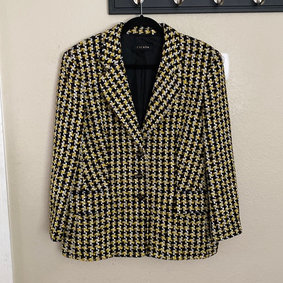 Escada Jackets & Blazers - Escada tweed black and yellow jacket blazer